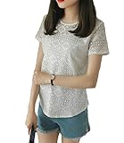 【Smile LaLa】 レディース tシャツ カットソー トップス 半袖 ゆったり ブラウス レース 夏 夏服 ゆったり (ホワイト, XL)