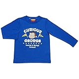 おさるのジョージ フェイスプリント 長袖Tシャツ 天竺 Curious George 春物 fpo-pn9118 100cm ブルー