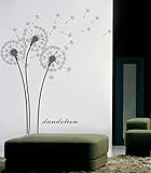 PopDecors - Dandelions Dark Grey- Beautiful Tree Wall Decals for Kids Rooms Teen Girls Boys Wallpape