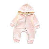 AIKEE ベビー ロンパース 赤ちゃん 裏フリース カバーオール 秋 冬 前開き あったか オールインワン かわいい キッズ ボディースーツ 子供服 PINK 73