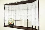 かーてん屋さんアウトレット 出窓用カーテン おしゃれな花柄 [ローズ] 幅195cm 丈120cm 1枚 ホワイト