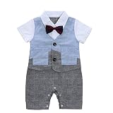 Baby Boy 's紳士ロンパースジャンプスーツwith Bowknot半袖 カラー: ブルー