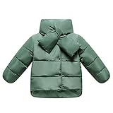 子供服　冬　ダウンジャケット　マフラーつき　保温性よく　厚くする　ファッション　軽快　着心地良い　グリーン　100cm