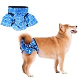 KUVEELA PET 犬用マナーパンツ メス サニタリーパンツ 犬用生理パンツ 犬用オムツカバー 女の子 通気性 吸水性良い 再利用可能（格子柄（ブルー） S）