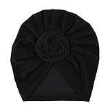 Domybestベビー用帽子　お花　秋　寒さ対策　冷房　可愛い 衣装 赤ちゃん 新生児 出産祝い 百日記念　8色 (ブラック)