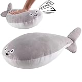 サメのぬいぐるみ枕 - サメ猫人形かわいい - 魚のぬいぐるみ, きしむぬいぐるみサカバンバスピスのおもちゃ子供向けギフト, 動物のフグの海の動物のぬいぐるみ、子供の読書仲間のための