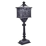 新しいメールボックスHeavy Dutyメールボックス郵便ボックスセキュリティキャストアルミ垂直台座(ブラック)