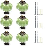 セラミック引き出しノブ 家具取っ手 箪笥 建築金具ツマミ 陶器 つまみ ノブ 戸棚食器棚 装飾 DIY 建築金具 戸棚引き (6, ライトグリーン)