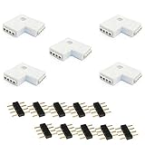 Kabenjee SMD5050/2835/3528 4ピンRGB LEDテープライトLタイプコネクタ、LEDストリップライトＬ字型コーナーコネクタ、LEDテープ装飾直角スナップコネクタ、RGB LE