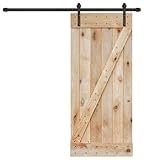 TMS 6 ftブラックSlidingバーンドアハードウェアセットW / 36 " x84 " Unfinished木製ドア厚板