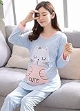 Happy snowflakes 授乳服 マタニティ 上下セット　ファスナー付き 　春秋 産前 産後 妊婦用 (XXL, ブル—)