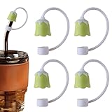 4 個ストローカバー 10mm ストローキャップ ストロー アクセサリー 漏れを防ぐ 再利用可能 シリカゲル 花の形のデザイン 可愛くておし