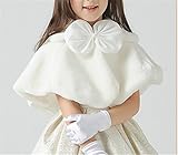 CHD 子供ケープ ふわふわ フォーマル 子供 ドレス ポンチョ ボレロ カーディガン ケープ　フォーマル　ガールズ　キッズ　子供 結婚式 七五三 発表会 披露宴 パーティ (L(8-14歳), ホワ