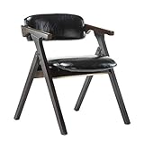 あと振れ止めおよび肘掛けが付いている木のダイニングチェアのFoldable肘掛け椅子 (色 : B, サイズ さいず : 黒)