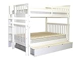 Bedz King Mission Style Bunk Bed with End Ladder and Full Trundle, Full over Full, White [並行輸入品]