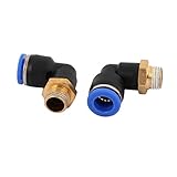 uxcell クイック継手 1/4BSP 90度肘 空気圧 エアクイック コネクタ 継手 10mmの穴径 2個入り