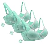 iLoveSIA (アイラブシア) マタニティ ブラジャー クロスオープン ノンワイヤー ブラカップ付 3枚セット 緑 S(M実物サイズタグ)