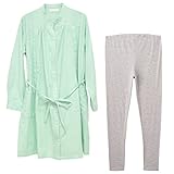 アビックス マミールナ 授乳口付きマタニティパジャマ(長袖) M-L グリーン ダブルガーゼ・スムース 387533