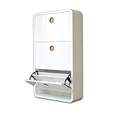 シューズボックス シューズラック 3段 ホワイト 奥行23.8cm 薄型 幅65.6cm 高さ120.9cm 中板3段階調節