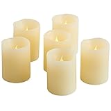 VonHaus 6 x Blow Out LED Flameless Candles - Real Wax, Battery Operated, Ivory Colored Electric Cand