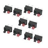 uxcell　スピーカーターミナルボード　コネクタ　プッシュタイプ　プラスチックケース　2ポジション　10個入り