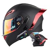MOTOBOSS バイクヘルメット フルフェイスヘルメット ブルートゥース付き システムヘルメット フリップアップ メンズ レディース 四季対応 オートバイジェット ダブルシールド大きいサイズ 洗える裏地 日焼け止め UVプロテクション Bluetooth 耐衝撃 DOT認定 防風雨 通勤 通学 (XXL,B07)