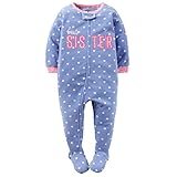 カーターズ ロンパース carter's キッズサイズ 女の子用青紫ハート柄ベストシスターフリース足つきカバーオール (6years(114-122cm)) [並行輸入品]
