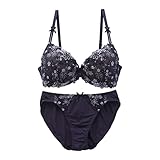 [Mon cher pigeon*] モンシェルピジョン メリーメリーフローラ ブラジャー ショーツ セッ(NV-ネイビー、F75-L)