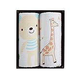 Petit Bella 動物柄 ベビー用 タオルセット フェイスタオル ２枚セット ガーゼ 子供 キッズ 100％コットン 出産祝い 誕生日 ギフトセット プレゼント (動物柄２枚セット)
