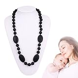Teething Nursing Necklace Silicone Jewelry Chewelry Chewbeads Baby Gift for Mom to Wear (Black) by T