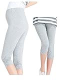 【MIKA&MAYA】 マタニティ レギンス 7分丈 パンツ ウェア インナー 妊婦 ズボン レディース (XL, グレー)