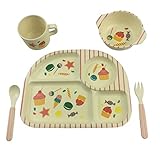 OEM 5 piece/set baby bamboo tableware dish set
