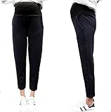 【マタニティ パンツ 特価】無地・ストライプ　アンクル丈　ポケット付　マタニティ パンツ【bttm102850】 (ブラック(ストライプ))