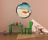 36 "舷窓出荷ウィンドウOcean Sea View Shell on Beach # 1 Pewterラウンドデカール壁ステッカー子供ベビールームホームアート飾りグラフィックLarge
