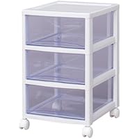 アイリスオーヤマ チェスト スーパークリア 3段 日本製 幅32&times;奥行39&times;高さ52.9cm ホワイト / クリアブルー 白 プラスチック SCE-030