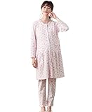 ローズマダム(Rosemadame) マタニティ パジャマ 授乳口付き スムース ジュエルビーンズ プリント ナイティ 産前 産後 妊婦服 長袖 前開き M ～ L ピンク 22220 2222010