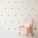 Gold Polka Dots Wall Decals (6"- 32 Decals) Removable Peel And Stick Metallic Vinyl Décor Stickers. 