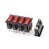 Tooltoe AC 16A/250V 20A/125Vレッドライトイルミネーションオン/オフSPSTボートロッカースイッチ5個