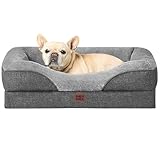 EHEYCIGA 犬 ベッド ペット 犬用ベッド 洗える 防水 猫 ベッド 高反発 M 小型犬 中型犬 クッション 取り外せるカバー 滑り止め （グレー, 76x51x16.5cm）