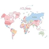 Winhappyhomeカラフルな世界地図セクション壁アートステッカー子供Teachingの部屋リビングルーム背景リムーバブル装飾デカール