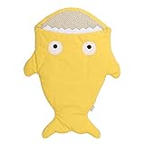 子供用　寝袋　シュラフ　ブランケット　お昼寝布団　ベビー/赤ちゃん対応　やさしい肌触り　サメの形　暖かい　キッズシェラフ　毛布　かわいい　出産祝い (イエロー)