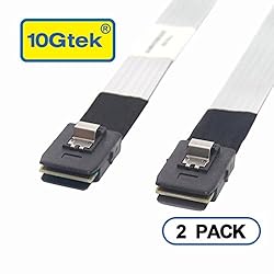 10Gtek 2本入 Mini SAS SFF-8087 (36pins) with Sideband SASケーブル 1メートル