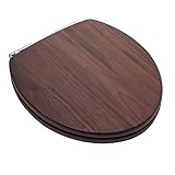 木製　ナチュラル　ブラック・ウォールナット仕上げ　ソフト　開閉　ふたつき　便座　円形型　並行輸入品