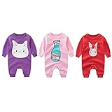 新生児 子供長袖　カバーオール　3枚セット　純綿　男の子＆女の子　可愛いプリント　0～2歳 (80cm, セット２) [並行輸入品]