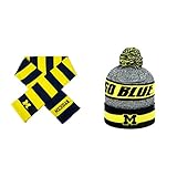 NCAA Michigan Wolverines Cumulusビーニー帽子とストライプラグビースカーフ2パックバンドル