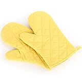 Nice Days（ナイス　ディズ）　電子レンジ・オーブン専用 キッチングローブ 保護手袋 耐熱手袋 オーブングローブ 耐熱ミトン 安全 厚手　コットン (イエロー)
