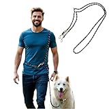 Fun Time For Dogs 犬 リード ショルダーリード 肩掛け ハンズフリー 犬用 ロープ 2.8m 中型犬 大型犬 多機能 6Way (太さ1.2㎝/ブラック)