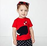 子供服 ボーイズ MIDRE 半袖Tシャツ 半ズボン キッズ 子供 ベビー 綿100％　鯨柄 上下セット レジャースタイル 男の子 夏 (XXXL(120-130CM))