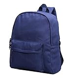Canvas Classic Backpack For Kids School Bookbag Casual Daypack Solid Color Lightweight Blue [並行輸入品]