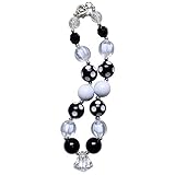 So Sydney Baby Toddler Little Girl Holiday Chunky Bubblegum Bead Beaded Necklace (Black & White) [並行